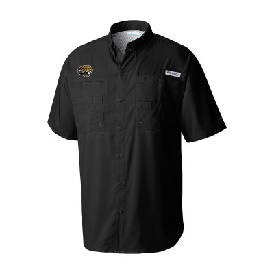 Jacksonville Jaguars Columbia Black Throwback Logo Tamiami Omni-Shade Button-Down Shirt