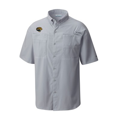 Jacksonville Jaguars Columbia Gray Throwback Logo Tamiami Omni-Shade Button-Down Shirt