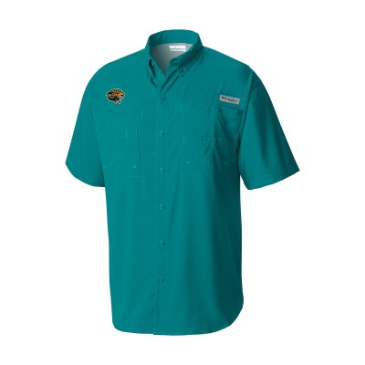 Jacksonville Jaguars Columbia Teal Throwback Logo Tamiami Omni-Shade Button-Down Shirt