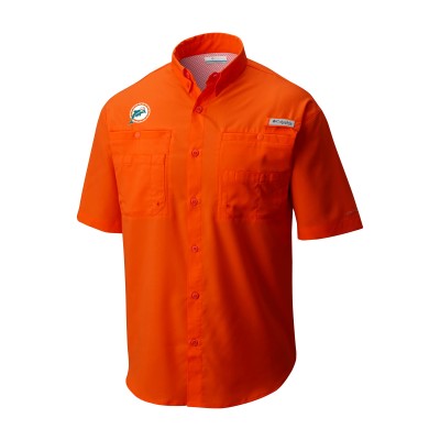 Рубашка с коротким рукавом Miami Dolphins Columbia Orange Throwback Logo Tamiami Omni-Shade