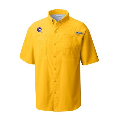 Minnesota Vikings Columbia Gold Throwback Logo Tamiami Omni-Shade Button-Down Shirt