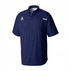 New England Patriots Columbia Navy Throwback Logo Tamiami Omni-Shade Button-Down Shirt