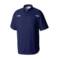Seattle Seahawks Columbia College Navy Throwback Logo Tamiami Omni-Shade Button-Down Shirt