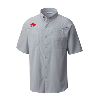 Рубашка Buffalo Bills Columbia Gray Throwback Logo Tamiami Omni-Shade