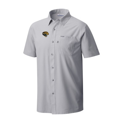 Jacksonville Jaguars Columbia Gray Slack Tide Omni-Wick Throwback Logo Button-Up Camp Shirt