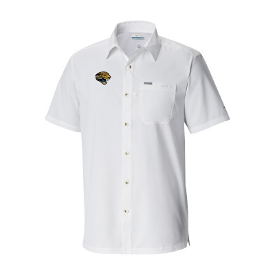 Jacksonville Jaguars Columbia White Slack Tide Omni-Wick Throwback Logo Button-Up Camp Shirt