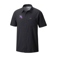 Minnesota Vikings Columbia Black Slack Tide Omni-Wick Throwback Logo Button-Up Camp Shirt