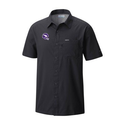 Minnesota Vikings Columbia Black Slack Tide Omni-Wick Throwback Logo Button-Up Camp Shirt