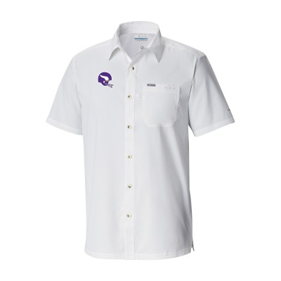 Minnesota Vikings Columbia White Slack Tide Omni-Wick Throwback Logo Button-Up Camp Shirt