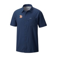 Рубашка с коротким рукавом Denver Broncos Columbia Navy Slack Tide Omni-Wick Throwback Logo