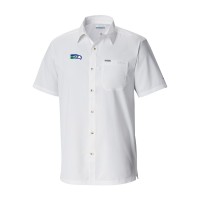 Seattle Seahawks Columbia White Slack Tide Omni-Wick Throwback Logo Button-Up Camp Shirt