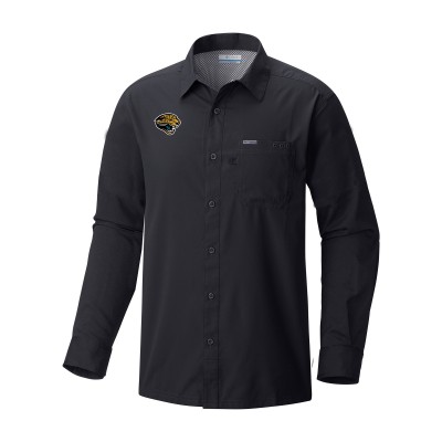 Jacksonville Jaguars Columbia Black Slack Tide Omni-Wick Long Sleeve Button-Up Camp Shirt