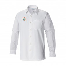 Miami Dolphins Columbia White Slack Tide Omni-Wick Long Sleeve Button-Up Camp Shirt