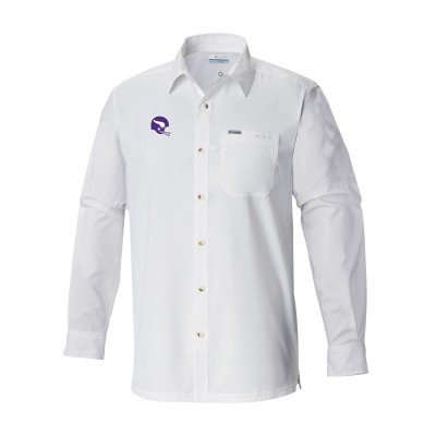 Minnesota Vikings Columbia White Slack Tide Omni-Wick Long Sleeve Button-Up Camp Shirt