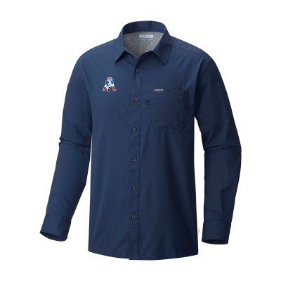 New England Patriots Columbia Navy Slack Tide Omni-Wick Long Sleeve Button-Up Camp Shirt