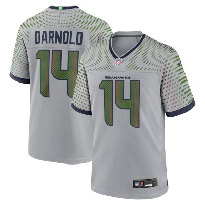 Игровая джерси Seattle Seahawks Sam Darnold Nike Wolf Gray 2025 Rivalries Collection Game