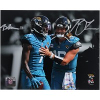 Trevor Lawrence & Brian Thomas Jr. Jacksonville Jaguars Autographed Fanatics Authentic 8 x 10 Teal Jersey Spotlight Photograph
