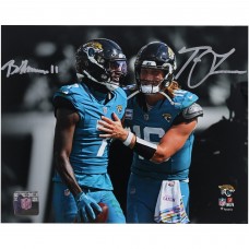 Trevor Lawrence & Brian Thomas Jr. Jacksonville Jaguars Autographed Fanatics Authentic 8 x 10 Teal Jersey Spotlight Photograph