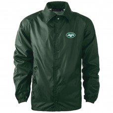 New York Jets Dunbrooke Green Coaches Classic Raglan Full-Snap Windbreaker Jacket New York Jets Dunbrooke Green Coaches Classic Raglan Full-Snap Windbreaker Jacket