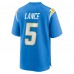 Los Angeles Chargers Trey Lance Nike Powder Blue Team Game Jersey