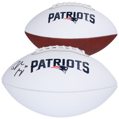 Drake Maye New England Patriots Autographed Fanatics Authentic Franklin White Panel Football