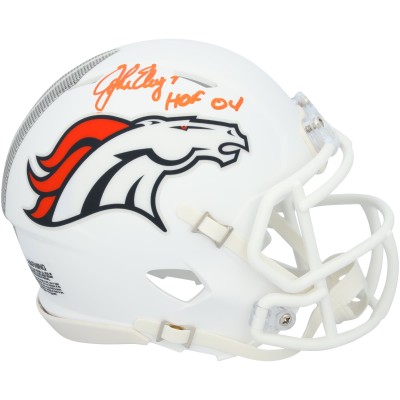 John Elway Denver Broncos Autographed Fanatics Authentic Riddell 2024 Alternate Speed Mini Helmet with HOF 04 Inscription