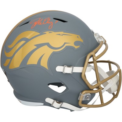 John Elway Denver Broncos Autographed Fanatics Authentic Riddell 2024 Slate Speed Replica Helmet
