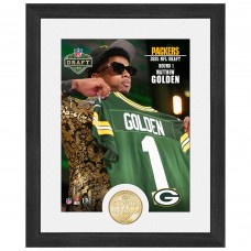 Green Bay Packers Matthew Golden Highland Mint 2025 NFL Draft 13 x 16 Bronze Coin Photo Mint