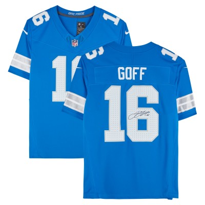 Игровая джерси Jared Goff Detroit Lions Autographed Fanatics Authentic Blue Nike Vapor F.U.S.E. Limited