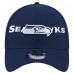 Бейсболка Seattle Seahawks New Era College Navy Overlap Logo 39THIRTY Stretch Fit