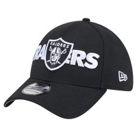 Бейсболка Las Vegas Raiders New Era Black Overlap Logo 39THIRTY Stretch Fit