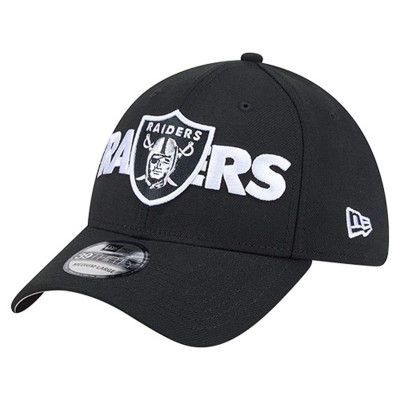 Бейсболка Las Vegas Raiders New Era Black Overlap Logo 39THIRTY Stretch Fit