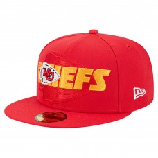 Бейсболка Kansas City Chiefs New Era Red Overlap Wordmark 59FIFTY