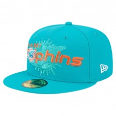 Бейсболка Miami Dolphins New Era Aqua Overlap Wordmark 59FIFTY