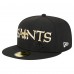 Бейсболка New Orleans Saints New Era Black Overlap Wordmark 59FIFTY