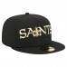 Бейсболка New Orleans Saints New Era Black Overlap Wordmark 59FIFTY