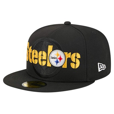 Бейсболка Pittsburgh Steelers New Era Black Overlap Wordmark 59FIFTY