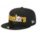 Бейсболка Pittsburgh Steelers New Era Black Overlap Wordmark 59FIFTY