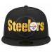 Бейсболка Pittsburgh Steelers New Era Black Overlap Wordmark 59FIFTY