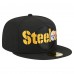 Бейсболка Pittsburgh Steelers New Era Black Overlap Wordmark 59FIFTY