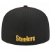 Бейсболка Pittsburgh Steelers New Era Black Overlap Wordmark 59FIFTY