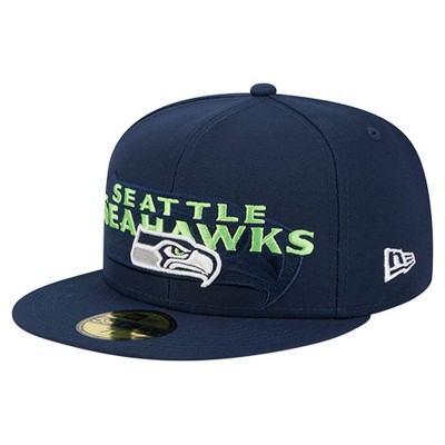Бейсболка Seattle Seahawks New Era College Navy Overlap Wordmark 59FIFTY
