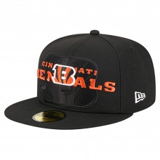 Бейсболка Cincinnati Bengals New Era Black Overlap Wordmark 59FIFTY