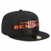 Бейсболка Cincinnati Bengals New Era Black Overlap Wordmark 59FIFTY