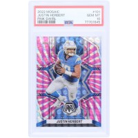 Justin Herbert Los Angeles Chargers 2022 Panini Mosaic Pink Swirl Mosaic #101 #11/11 PSA Authenticated 10 Card