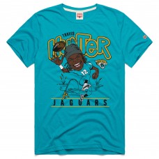 Jacksonville Jaguars Travis Hunter Homage Teal 2025 NFL Draft Caricature Player Graphic Tri-Blend T-Shirt