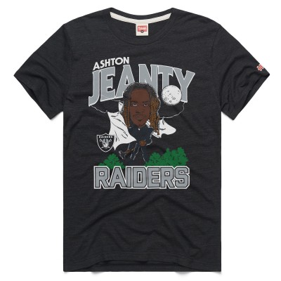 Unisex Las Vegas Raiders Ashton Jeanty Homage Charcoal 2025 NFL Draft Caricature Player Graphic Tri-Blend T-Shirt