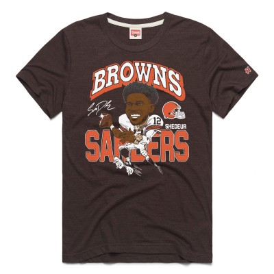 Футболка Cleveland Browns Shedeur Sanders Homage Brown 2025 NFL Draft Caricature Player Graphic Tri-Blend