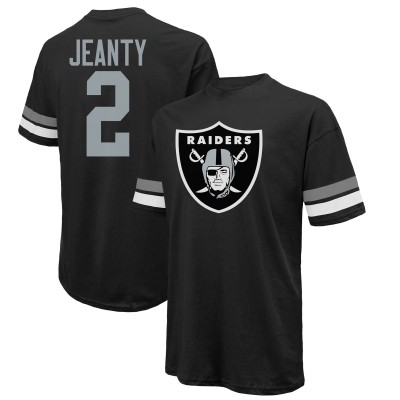 Las Vegas Raiders Ashton Jeanty Majestic Threads Black 2025 NFL Draft First Round Pick Oversized T-Shirt