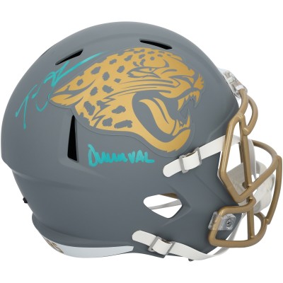 Trevor Lawrence Jacksonville Jaguars Autographed Fanatics Authentic Riddell 2024 Slate Speed Replica Helmet with Duuuval Inscription